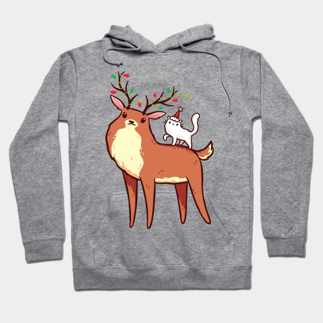 Reindeer and Kitten Hoodie by LydiaLyd